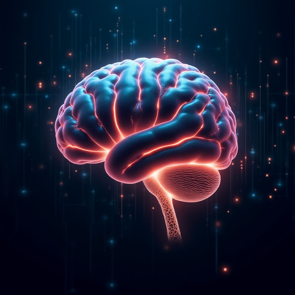 Visualización abstracta de una red neuronal de inteligencia artificial.